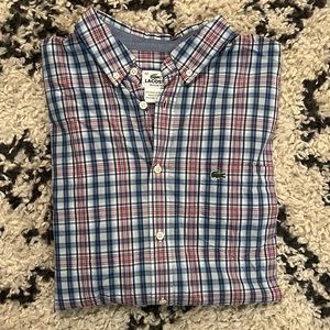 🐊 Lacoste Men's Regular Fit Plaid Oxford Cotton Shirt Size 42